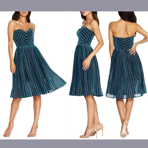NEW Dress the Population [‎ Small ] Rosalie Metallic Stripe Dress - Picture 1 of 12